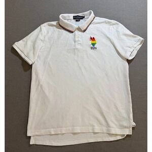 U.S. Polo ASSN. Polo Rainbow Pride Logo Shirt Adult L White Short Sleeve Button.
